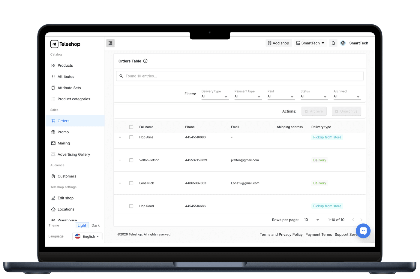 ⚙️ Configure Order Receiving