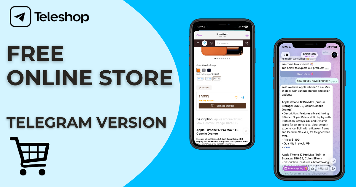 How to Create an Online Store for Free in Telegram — Bot, Mini-App and Web Version