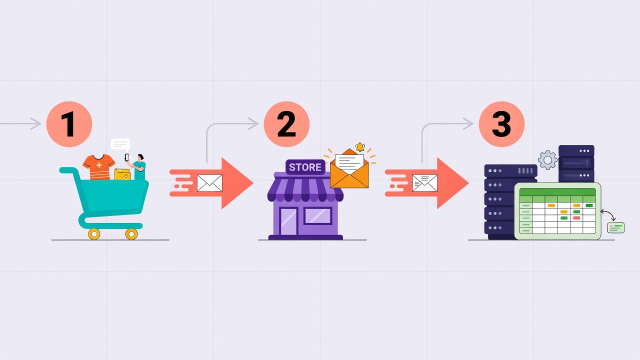 How webhooks work in a Telegram store — diagram